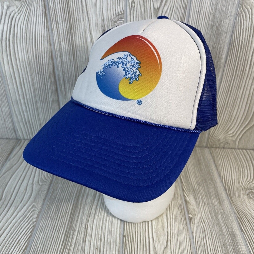 Otto Collection Blue White Wave Graphic Trucker Hat Snapback Mesh Cap 32-468